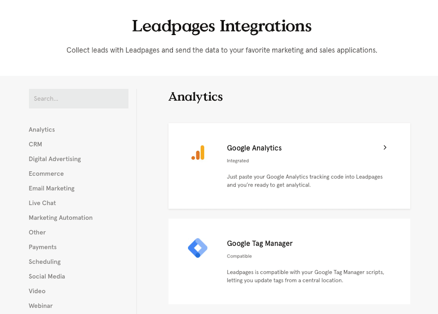 leadpages integrations