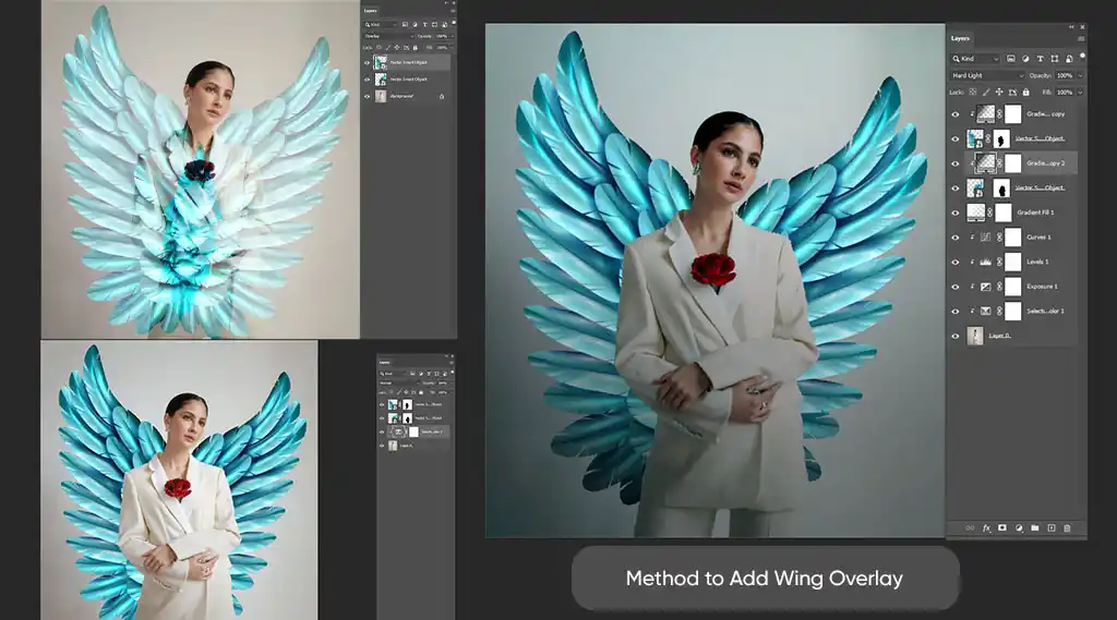add wings to person with photoshop overlay